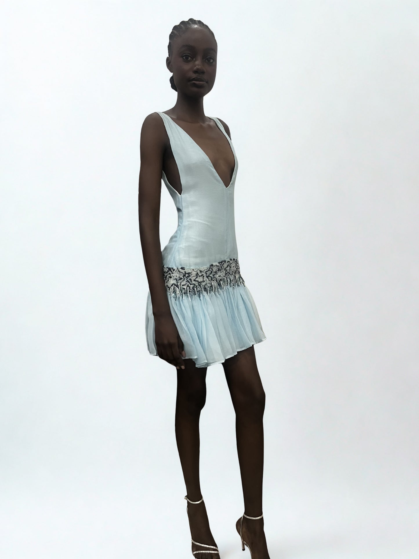 Mini Beaded Drop Waist Dress