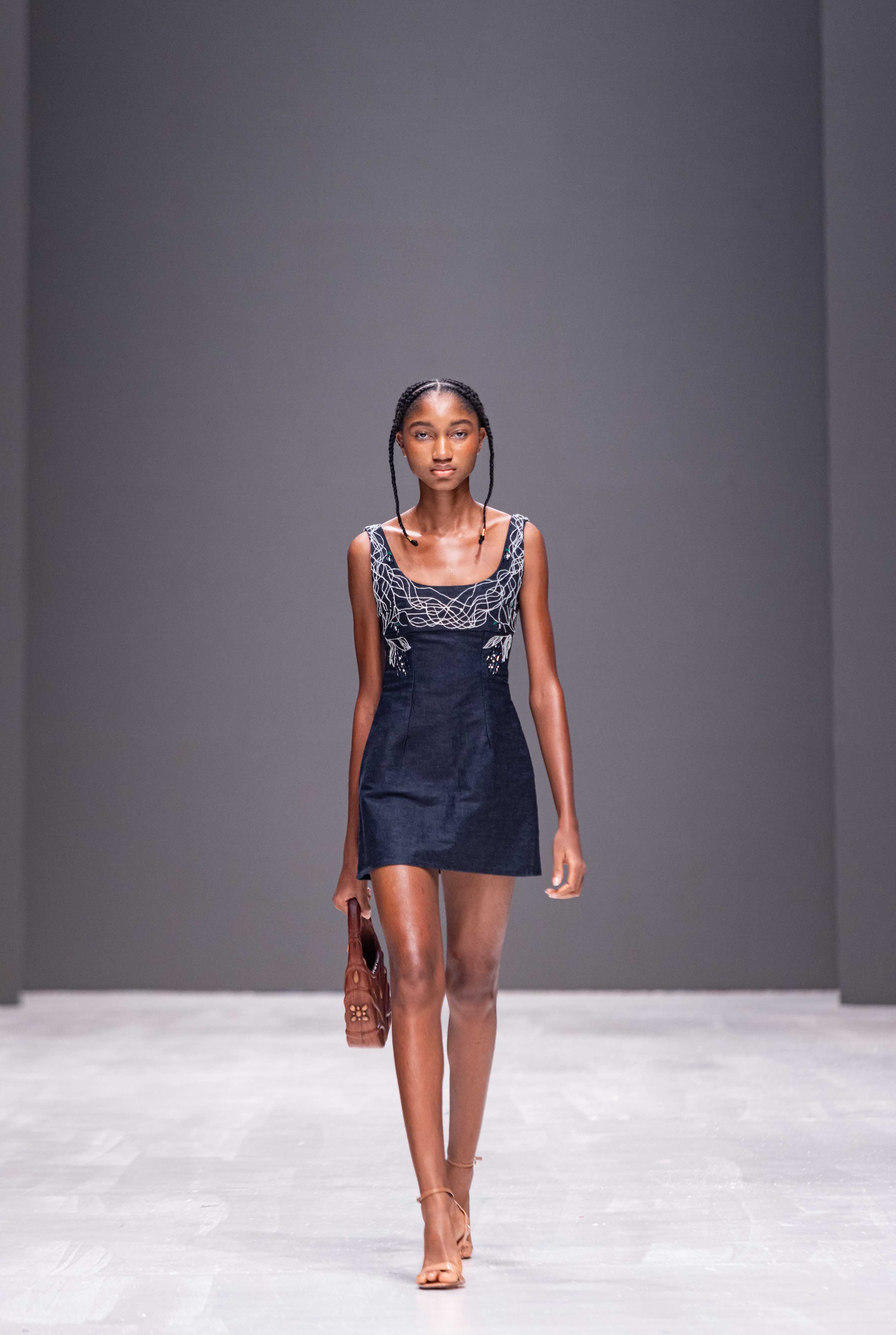 Embroidered Denim dress