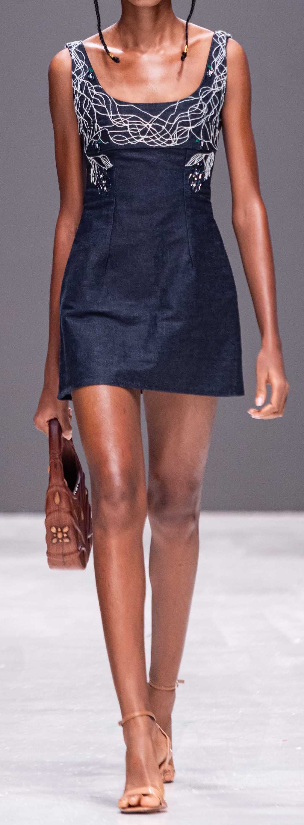 Embroidered Denim dress