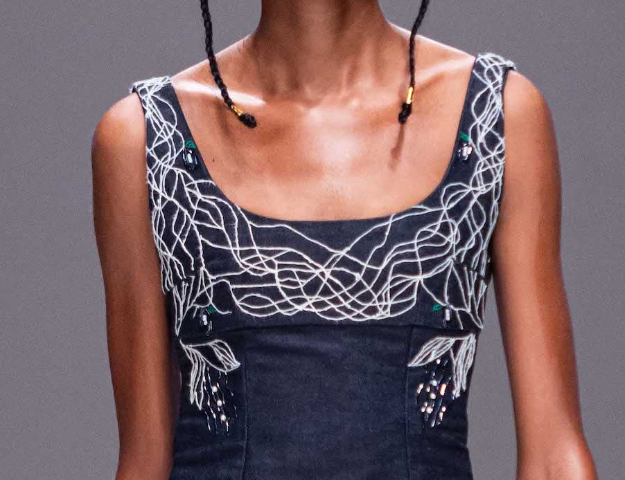 Embroidered Denim dress