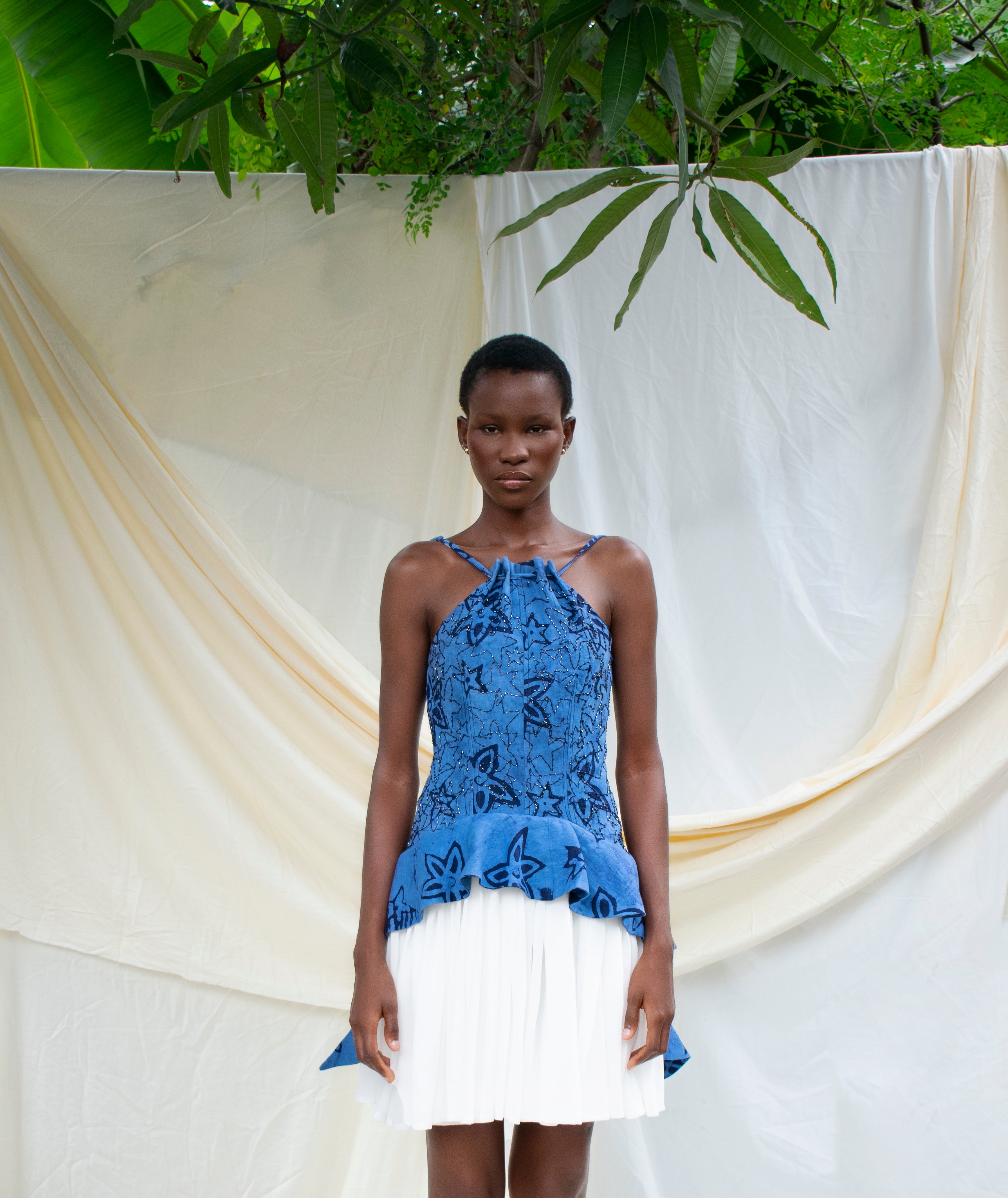 Embroidered Batik Halter Top