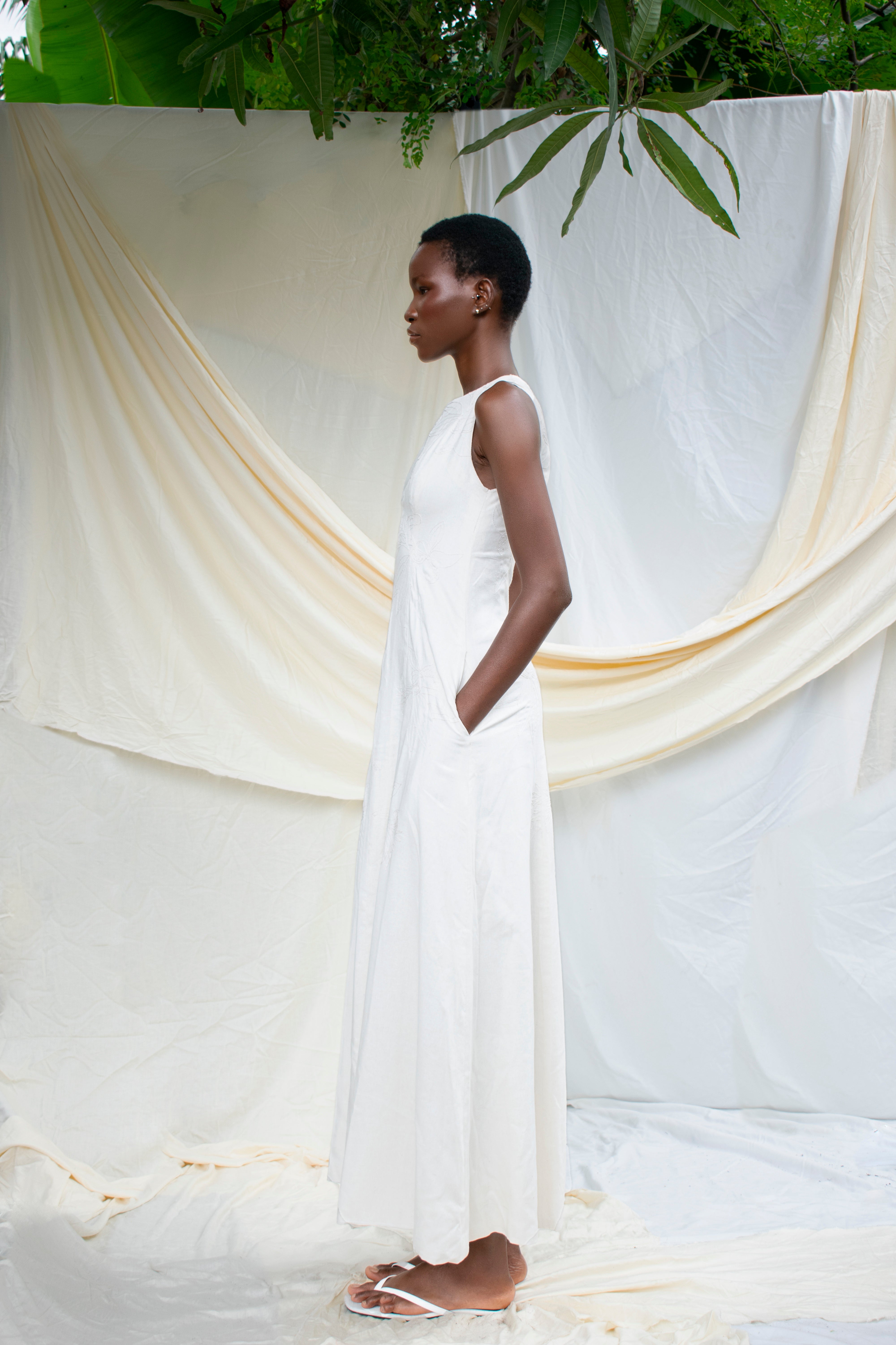 Embroidered Linen Dress