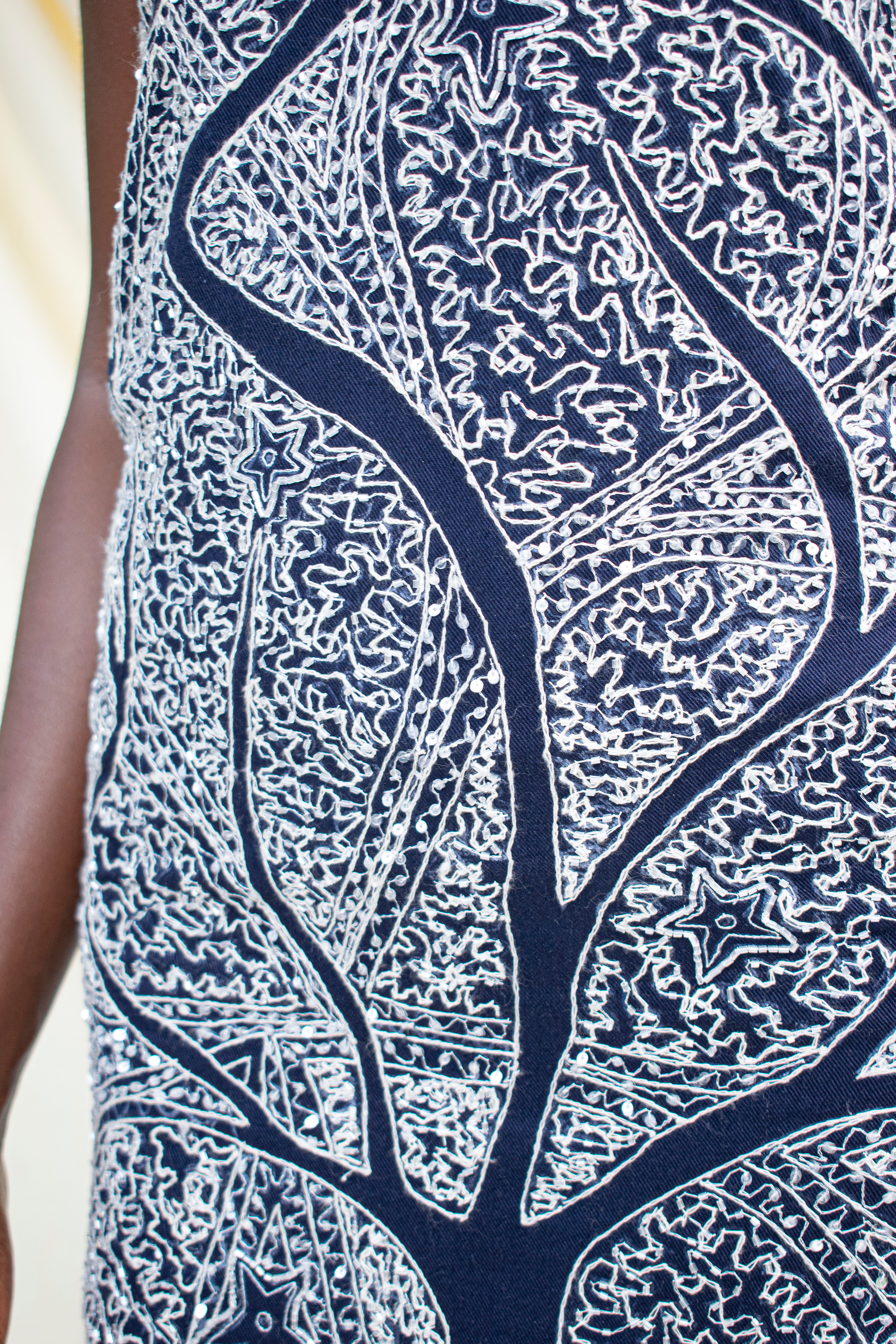 Embroidered Halter Mini Dress