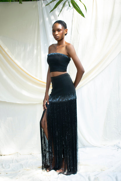 Hand Woven Fringe Detail Skirt