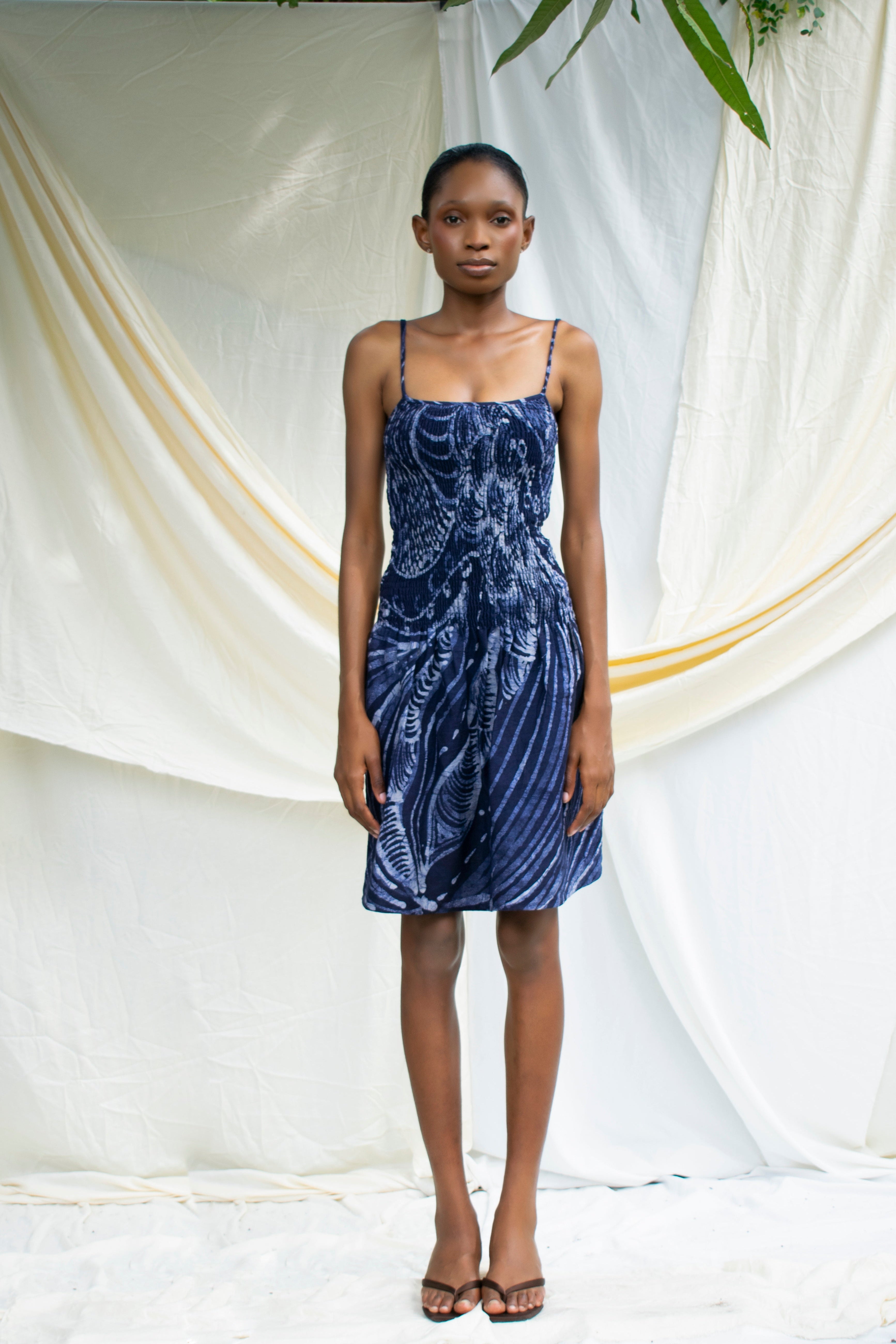 Batik Shirred Cotton Dress