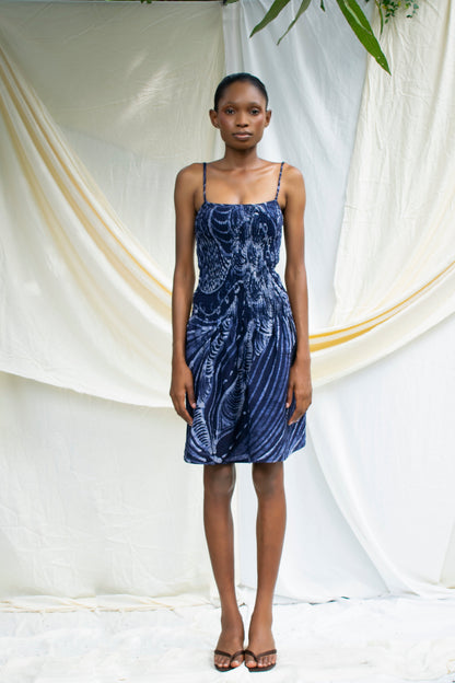 Batik Shirred Cotton Dress