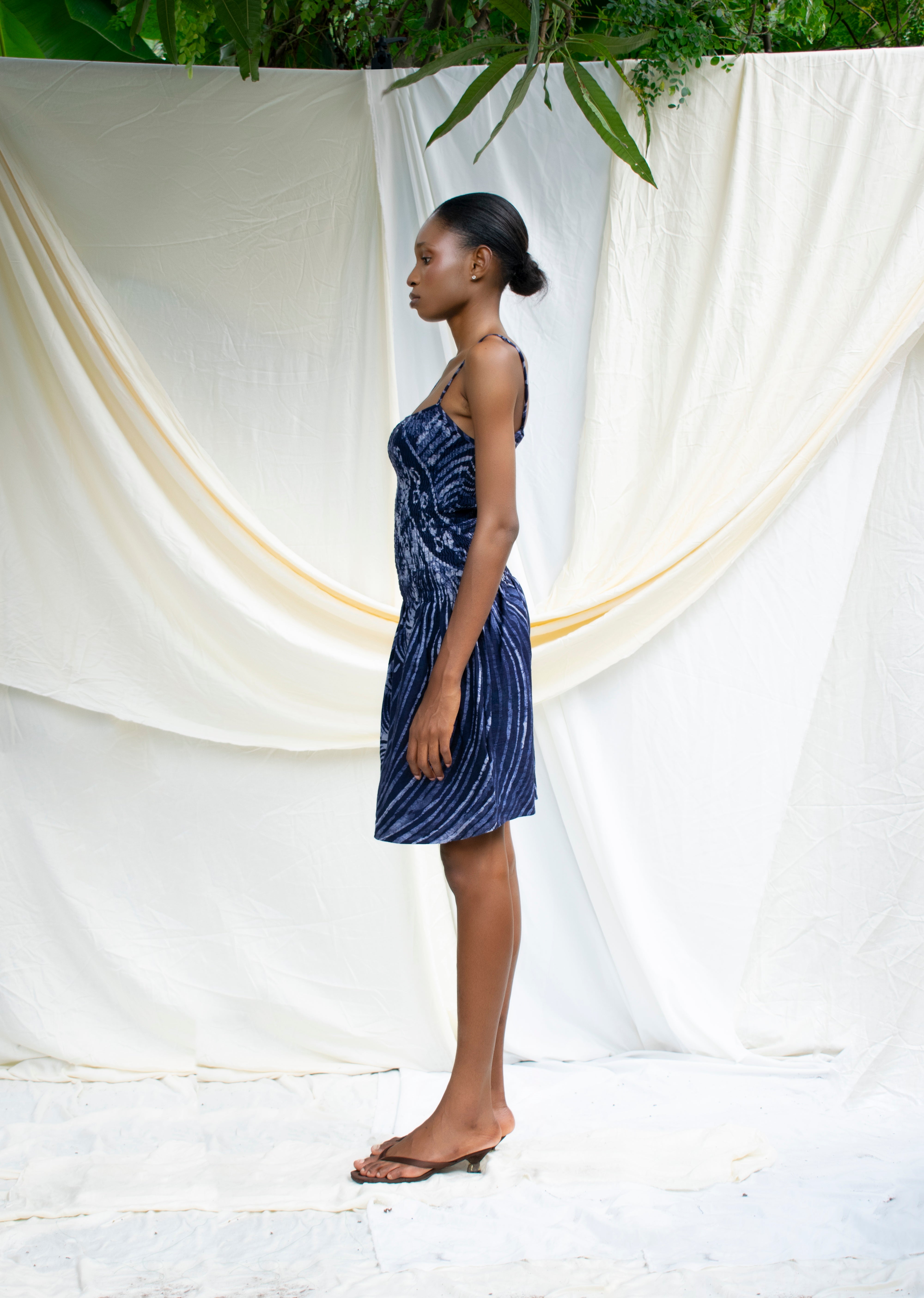 Batik Shirred Cotton Dress