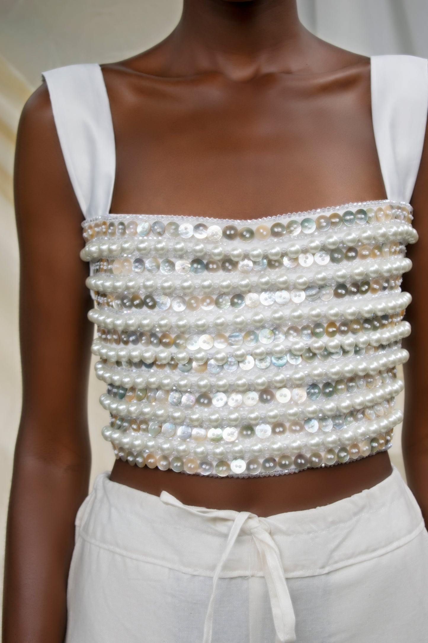 Hand Beaded Strap Detail Top