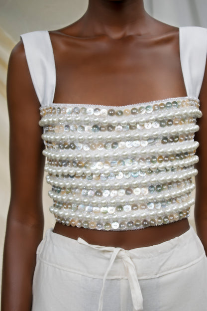 Hand Beaded Strap Detail Top