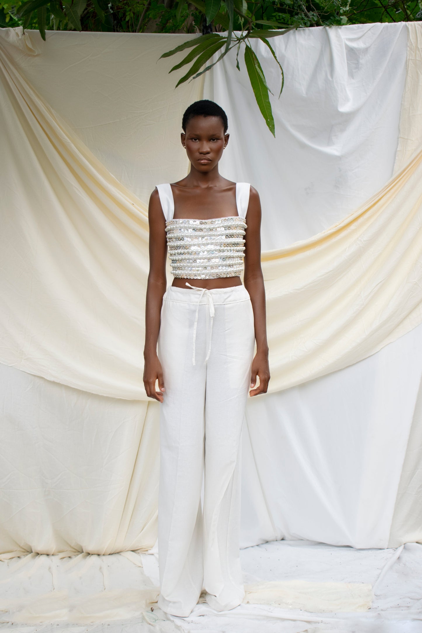 Hand Beaded Strap Detail Top