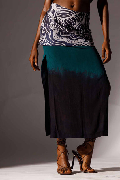 TWO TIERED BATIK MIDI SKIRT