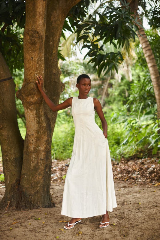 Embroidered Linen Dress