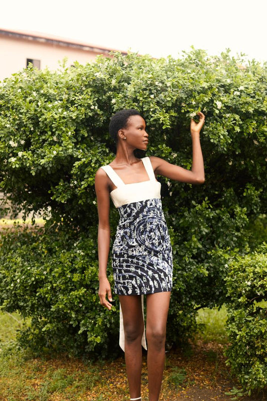 Batik Beaded Mini Dress