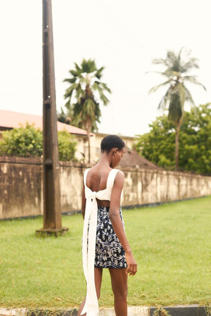 Batik Beaded Mini Dress
